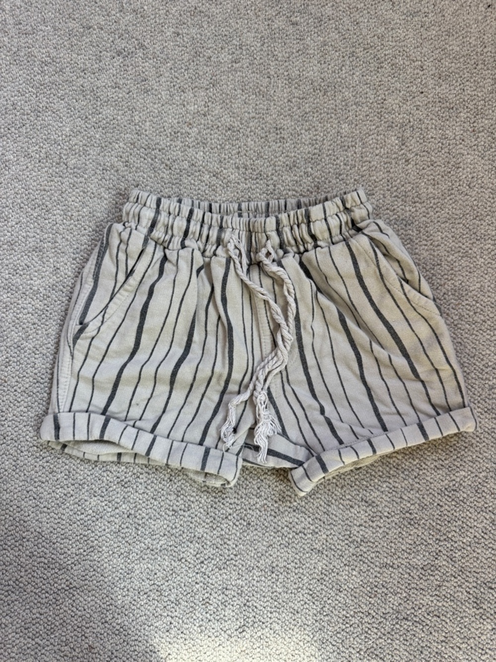 Rylee + Cru Cream and Black Striped Kids Shorts